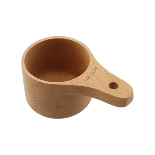 Vaso medidor de madera 1/3 taza con mango corto miniatura 1