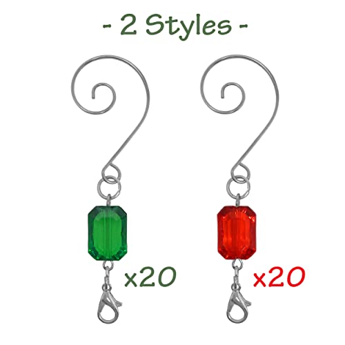 image for BANBERRY DESIGNS Christmas Ornament Hooks - Set of 40 Red and Green Ac