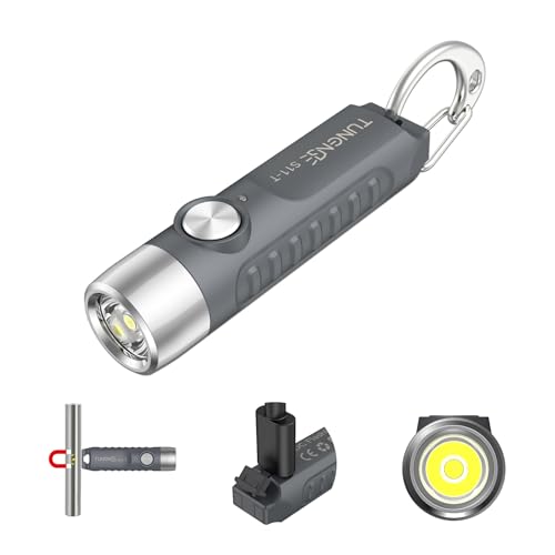TUNENGE S11-T Rechargeable Keychain Flashlight, 500 High Lumens EDC Mini Flashlight with Magnet, LED Pocket Light Suitable for Outdoor, Camping, Hiking