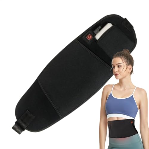 Almohadilla térmica de cintura, almohadilla térmica USB para espalda con bolsillo de mano, calentador lumbar con 3 ajustes de calor, soporte lumbar con cinturón térmico para interiores y exteriores
