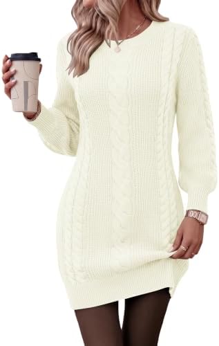 Kistore Strickkleid Damen Rundhalsausschnitt Kleid Strickpullover 2026 S-XL | Winterkleider Damen,Knitted Strickkleid,Damen Mode 2026