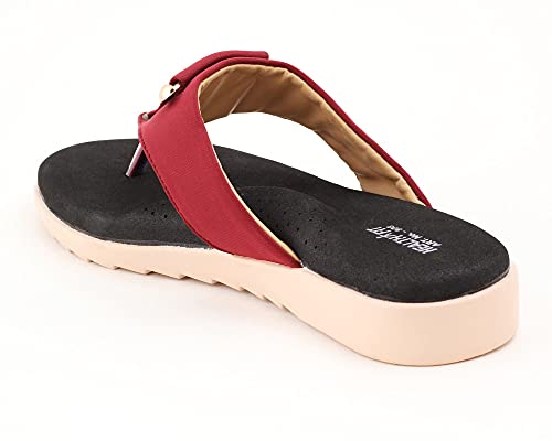 Image of HEALTH FIT Womens Black-Red Extra Soft Ortho Care Diabetic & Orthopedic Slippers / /Doctor Chappal & Flip Flop Footwear with Arch Support