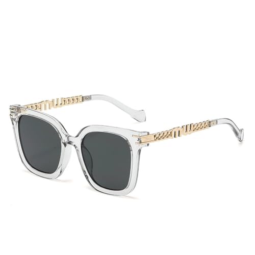 Lunettes de soleil de luxe sexy MUTYNE grand cadre avec chaîne en métal chic