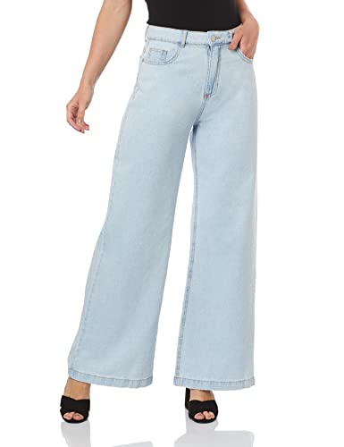 Calça Jeans Básica Feminina Cintura Alta Pantalona - Azul 040