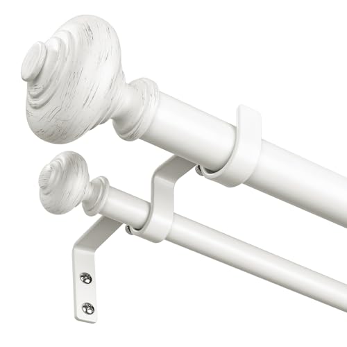 Wolistsa Double Curtain Rod 36 to 153 Inch White Decorative Double Rods