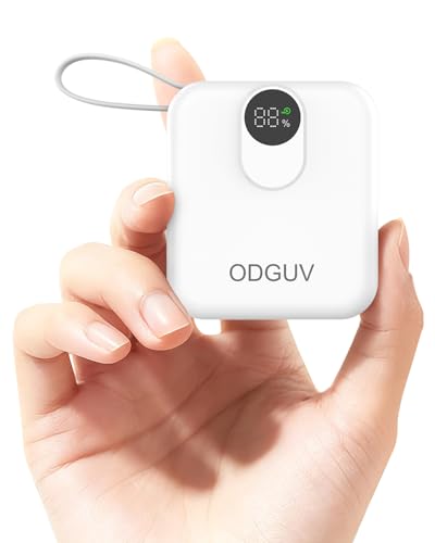 ODGUV Small Portable Charger with Built-in Cables,22.5W Fast Charging Power Bank,USB-C Mini Battery...