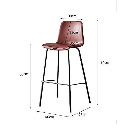 Tabourets hauts 65cm avec dossier en simili-cuir marron au design moderne - 4