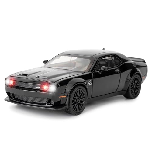 Image of FEXXA Hellcat 1:32 Scale Dodge Challenger Die-Cast Metal Toy Model Car for Kids - Pull Back Mechanism, Birthday Gift for 3+ Year Old Boys (Black)