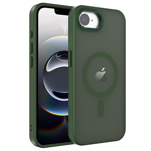 Image of Magnetic iPhone 16E /17e case,Compatible with Magsafe, Military-Grade Protection,Slim Translucent Matte Shockproof with Anti-Scratch Anti-Fingerprint Phone Cover (blackish green, iPhone 16E /17e)