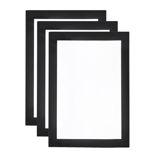 QUARKZMAN 3Pcs Support de Panneau Mural Magnétique Auto-Adhésif, Cadre Magnétique pour Image 5x7 Affichage de Document Panneau de Fenêtre Montage Mural pour Maison Bureau, Noir