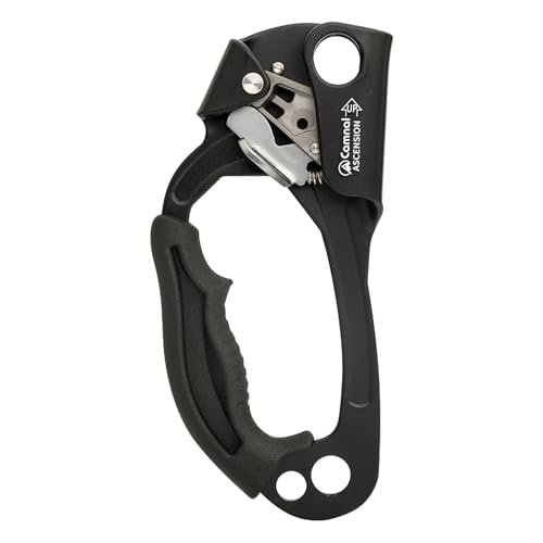 Aomiun Climbing Hand Ascender Mountaineering Rock Climbing Tree Arborist Strong Rappelling Gear Equipment Rope Clamp with Ergonomic Rubber Handle, Aluminum Alloy Climbing Ascender for 10~13MM Rope