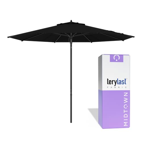 Image of Midtown Umbrellas Push and Pop - 8 Ft Patio Umbrella, Ebony Canopy