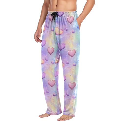 ALAZA Cute Hearts Marble Men’s Pajama Pants Soft Long Sleep Pants Lounge Pajama Bottoms with Pockets4