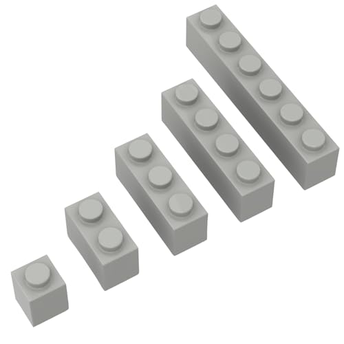 100PCS Bulk Classic Building Bricks Light Gray Thick Blocks 1x1 1x2 1x3 1x4 1x6 with Dots Building Blocks Kit Parts and Pieces Bricks Compatible with Lego Parts