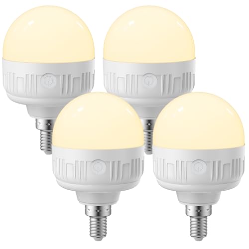 LGMCF Bombilla recargable E14 con mando a distancia, 8 W, batería regulable con función de temporización, 3 colores para lámparas no cableadas, luz de emergencia con magnético, 4 unidades