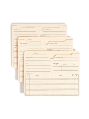 Smead Project File Jackets, 25 Count, Manila, Reinforced Straight-Cut Tabs, Preprinted Front, Back and Tab, 2" Expansion, Letter Size (75621)