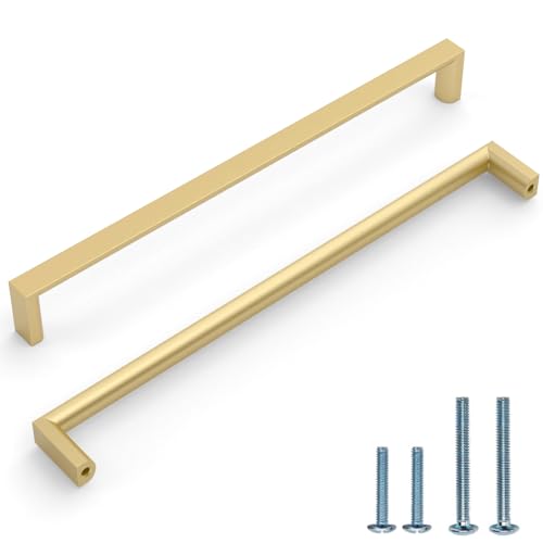 Image of 10 Pack 8-13 /16 Inch(224mm) Kitchen Cabinet Handles Gold Cabinet Pulls Kitchen Cabinet Hardware Drawer Pulls for Cupboard Wardrobe