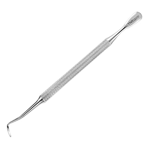 Cuticle Pusher Stainless Steel Dual Head Nail Scraper for Gel Nails Uv Gel Polish Remover Tool - Cuticle Stick for Fingernails and Toenails (Pusher & File)