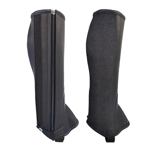 Majestic Ally Unisex PU Leather Riding Half Chaps with Glistening Accents (Black Glistening, Black, Medium)