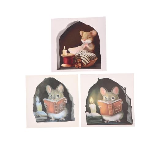 9 adesivi da parete con topolino che leggono libri 3D, per camera dei bambini, aula, casa, camera da letto, libreria, amanti dei libri, bambini, adorabili