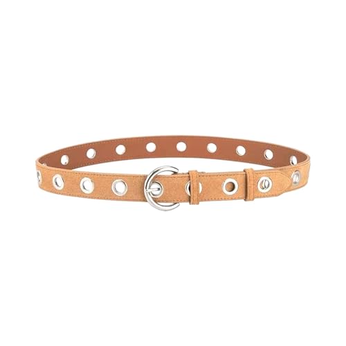 Mooybay Cinturón de mujer estilo punk de 3,3 cm de ancho, acabado mate elegante, ribete de mezclilla, informal y duradero.,Caqui,105