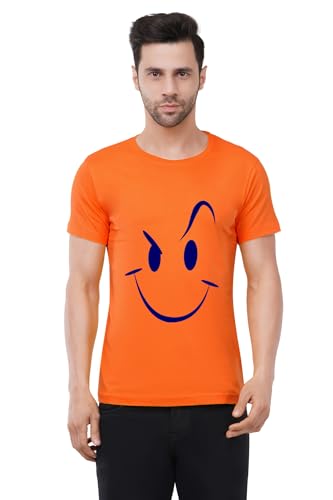 Image of Caseria Men's Cotton Printed T-Shirt -Smiley Stroke | 100% Cotton | Half Sleeves | Regular Fit | Printed | Round Neck | Graphic T Shirt