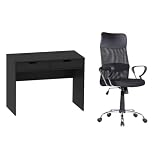 Conjunto de Mesa New com Cadeira de Escritório Diretor Giratória Vancouver Ii com Braços Preta