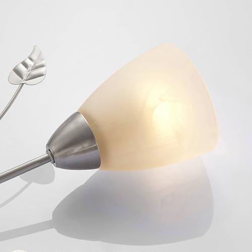 Lindby Plafoniera Yannie, A 6 Luci, 106 Cm, Nichel/Bianco, Vetro - 6