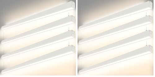 DAKASON 8FT LED Linear Light, 100W 8Foot LED Shop Light Fixture, 70W Down Light and 30W Up Light Optional, 3/4/5000K CCT Selectable, 8' Modern Pendant Lighting NOT Linkable 8 Pack White