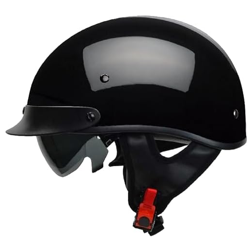 Vega Helmets Warrior Motorcycle Half Helmet With Sunshield For Men&Women,Adjustable Size Dial Dot Half Face Skull Cap For Bike Cruiser Chopper Moped Scooter Atv(X-Large,Gloss Black)motorcycling