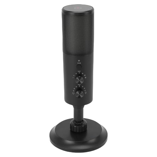 Yoidesu Desktop Dynamic Microphone, Cardioid USB Podcast Microphone 11 Lighting RGB Modes, Headphone Output, Volume Control for Gaming, Streaming, Podcasting, Recording
