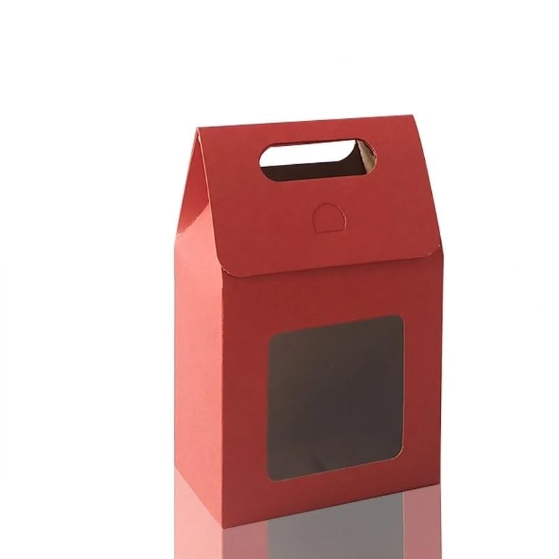 Kraft Geschenkboxen 12/24/48 Stück tragbare Geschenktüten aus Kraftpapier for Hochzeiten, Süßigkeiten-Verpackungsbeutel mit durchsichtigem PVC-Fenster, Dichtungsboxen, Verpackungsbeutel for Unternehme