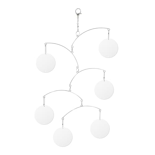 DIY Hanging Mirror Outdoor Mobile, Reflective Garden Decor, Wind-Chime Style Bird Deflector (FL-YKL-6CIRCLE)