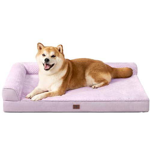 EHEYCIGA Memory Foam Dog Bed for Crate Purple Lilac