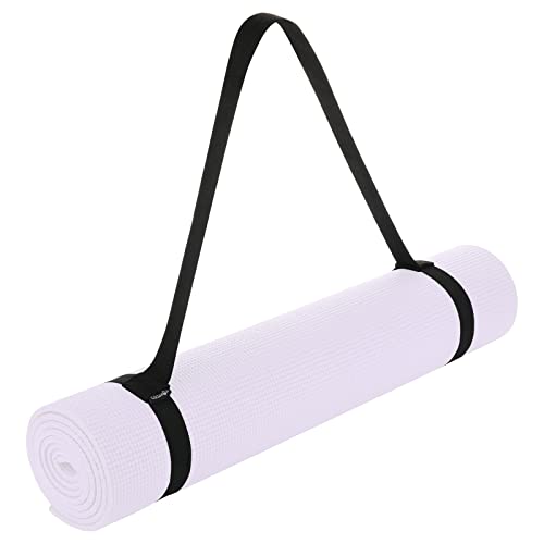 Cosmos Black Color Soft & Durable Cotton Yoga Pilates Mat And Simple Looped Sling / Harness / Carrying Strap For Pilates, Exercises, Aerobics #TOP27