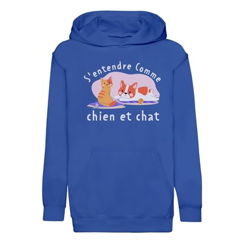 Sweat à capuche enfant mignon motif chien et chat pull hoodie premium fille garçon