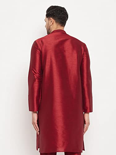 Image of VASTRAMAY Men's Burgandy Silk Blend Only Kurta