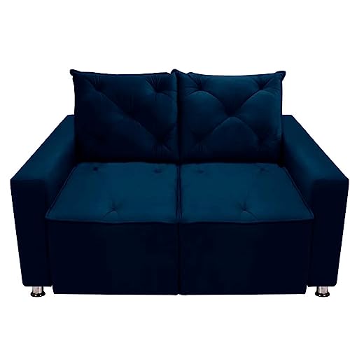 Sofá Retrátil e Reclinável 2 lugares Bariloche Veludo Azul Speciale Home