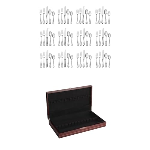 Wallace Hotel Lux 77-Piece 18/10 Stainless Steel Flatware Set, Silver,