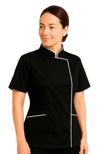 image for Uniformates Short Sleeves Tailored Fit Chef Coat Jacket Uniform for Wo
