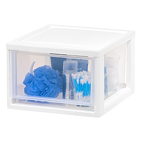 IRIS USA 14.5 Qt. Plastic Drawer Storage Organizer Stacking Drawers, 3-Pack, Stackable Unit with Sliding Drawer for Clothes Bedroom Kitchen Under Sink Pantry Craft Room Bathroom Dorm Office, White - Image 4