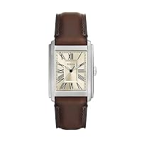 Fossil Men's Carraway Three-Hand Leather Watch, FS6012, Brown/Cream, 30 mm