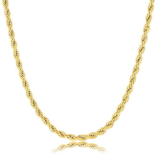 Viromy Gold Shining Twisted Rope Chain Necklace For Women 18K Gold Plated Chunky Twisted Chain Necklace Gold Rope Chain Necklaces For Women #TOP12