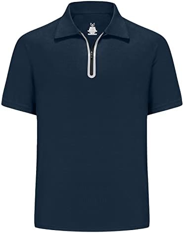 Men's Advantage Performance Short Sleeve Solid Polo Shirts Casual Classic Fit Fashion Golf Polo Shirt for Men Navy-4XL