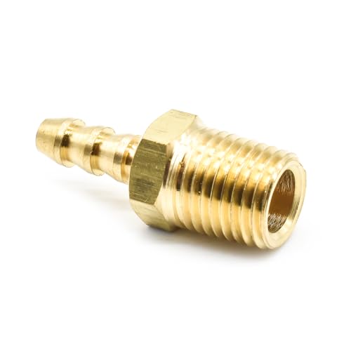 Interstate Pneumatics FM43 Brass Hose Barb Fitting, Connector, 3/16 Inch Barb X 1/4 Inch NPT Male End