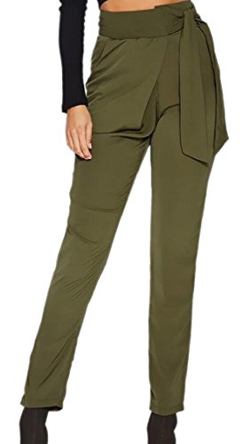 Image of Jaycargogo Womens High Waist Slim Fit Belted Casual Pencil Pants 1 S