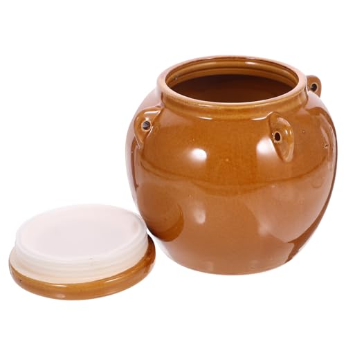 TIDTALEO Jarra Cerámica Hermética Tapa gres Tarro de pepinillos azúcar Tarro de elaboración de Vino Mini Botes hermeticos tapers de Cristal Tarro de Ceramica contenedor de Comida Seca Brown
