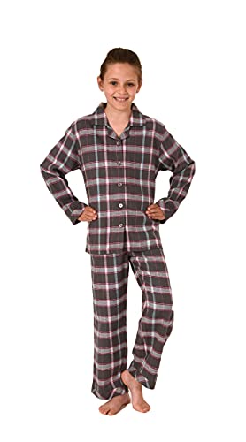 NORMANN-Wäschefabrik Mädchen Flanell Pyjama Langarm Schlafanzug...