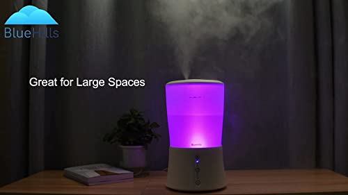 Bluehills Large 2000 Ml Xl Essential Oil Diffuser Premium Aromatherapy Humidifier For Big Room Home Long Run Extra Large Capacity For Huge Area 2 Liter 2L Color Changing Lights Cool High Mist White-S1 #TOP4
