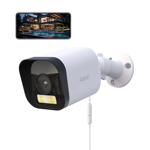 ARENTI 2,5K/4MP Caméra Surveillance Wi-FI Extérieure, Caméra IP 2,4GHz, IP65 Étanche, Audio Bidirectionnel, Détection Intelligente, Enregistrement 24/7, Alerte Instantanée et Sirène, Vision Nocturne